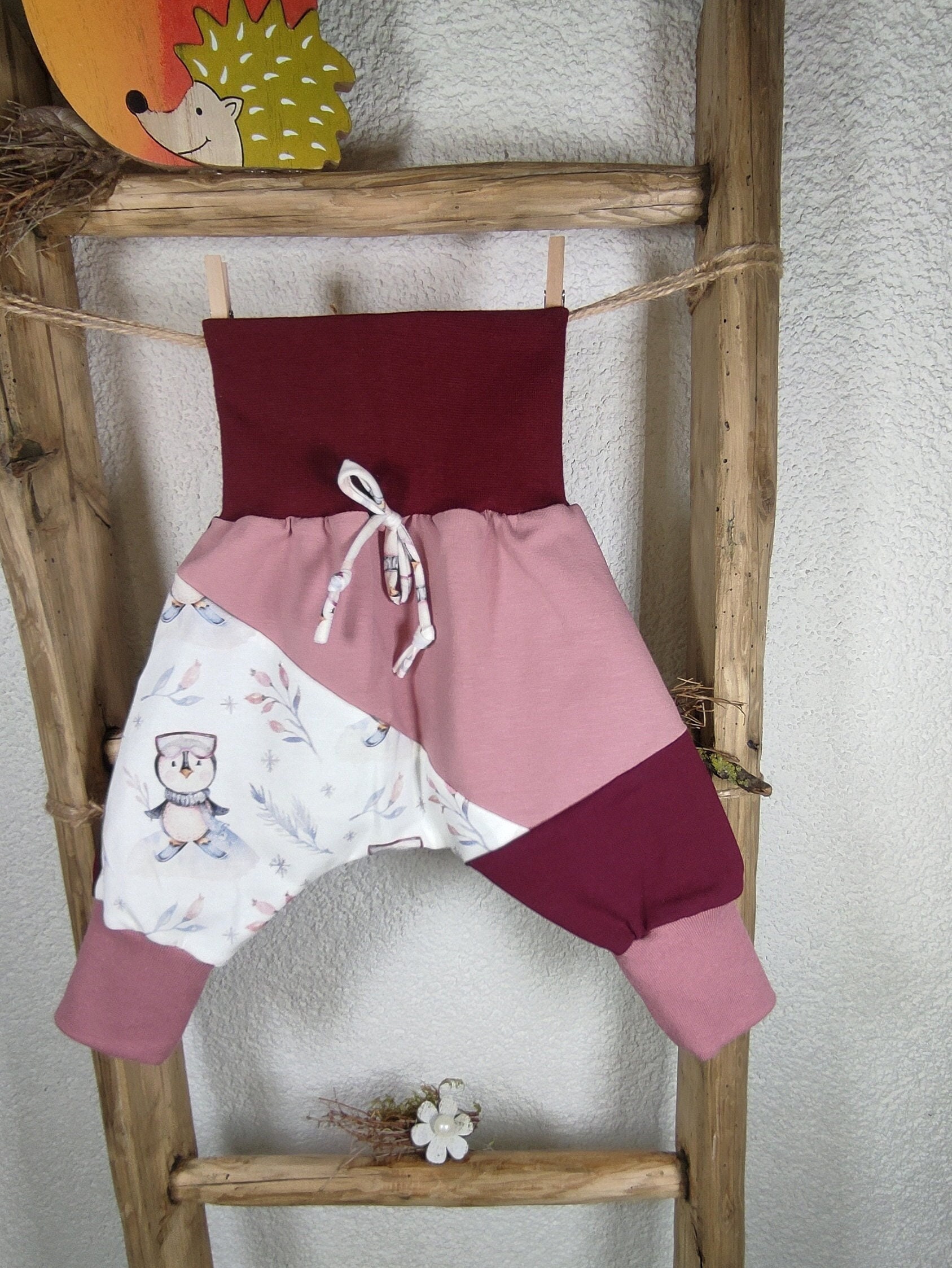 Pumphose in Gr. 56 - 62 , Baby Pinguin Dreigeteilt Unikat, Mitwachshose, Winter von IdaIgelchen