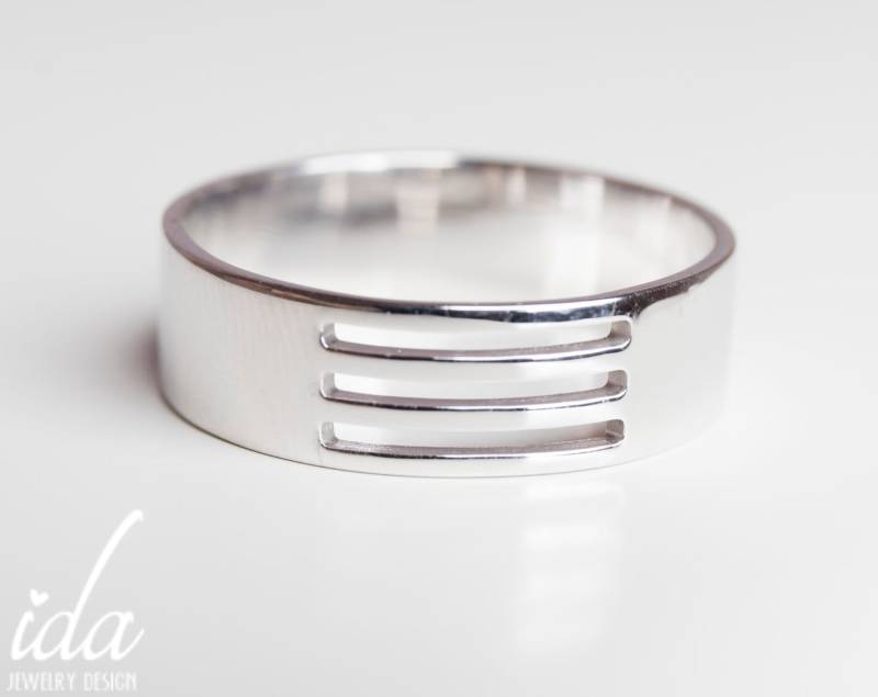 Herrenring Silber - Cooler Unikat Herren Ehering Männerring Geschenk Für Ihn Männer Verlobungsring von IdaJewelryDesign