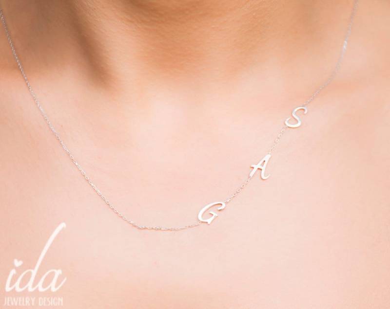 Initiale Halskette Sterling Silber, Muttertag Personalisiertes Geschenk Für Frauen, Mutter Von Tochter, Statement Schmuck Personalisiert von IdaJewelryDesign