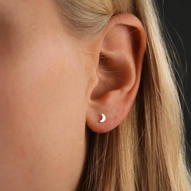Kleine Mond Ohrstecker Winzige Celestial Gold Silber Ohrstecker Elegant von IdasBlue