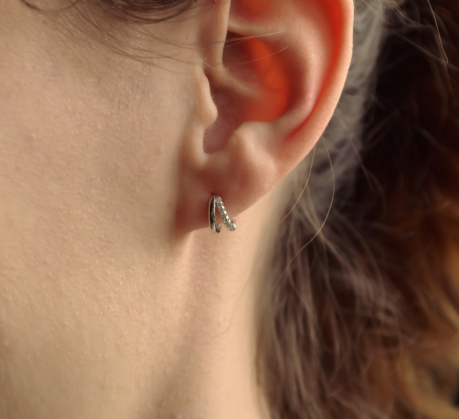 Zierliche Creole Cz Silber Zirkonia Creolen Ohrringe Kleine Ohrring von IdasBlue