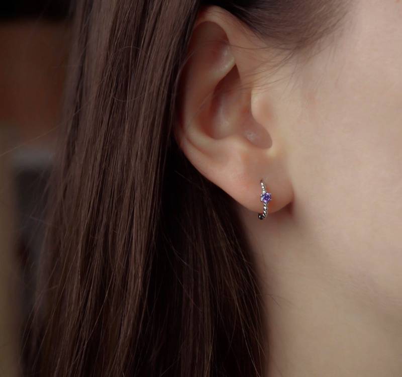 Zierliche Kügelchen Creole Cz Silber Zirkonia Creolen Ohrringe Kleine Ohrring von IdasBlue