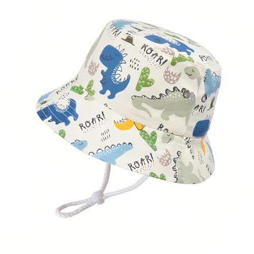Ideal Swan Sonnenhut Kinder mit Bindebänder Verstellbarer Nackenschutz UV-Schutz UPF 50+ Sonnenhut Baby Baumwolle Kindermütze Unisex Atmungsaktive für Strand von Ideal Swan