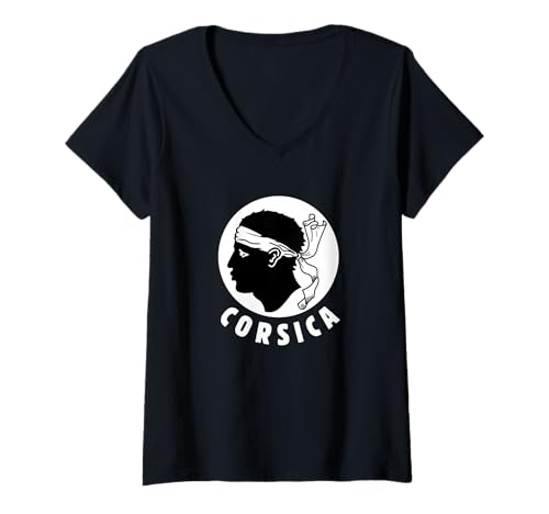 Damen Korsika Korsika More Head 2A 2B Gang T-Shirt T-Shirt mit V-Ausschnitt Damen Korsika Korsika More Head 2A 2B Gang T-Shirt T-Shirt mit V-Ausschnitt von Idée cadeau corse corsica tête de maure 2A 2B gang