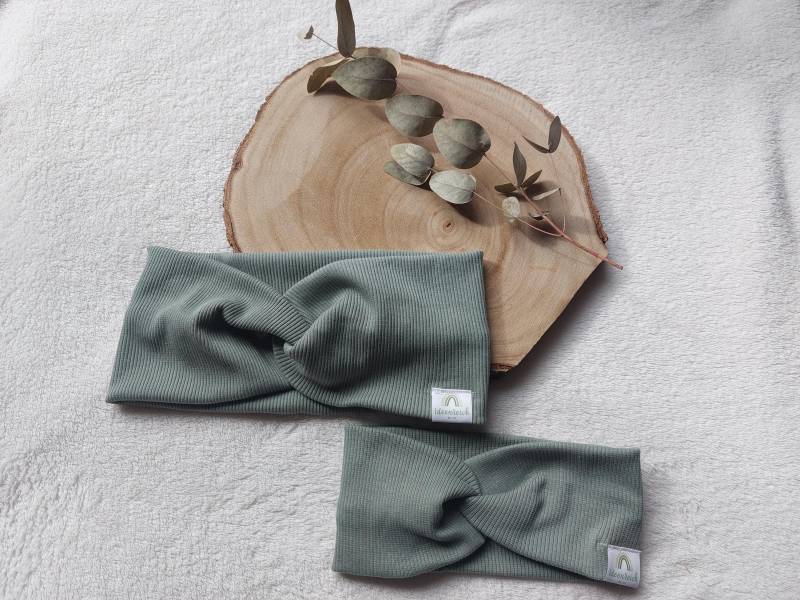 Knotenstirnband Rippjersey Mama & Mini in Blau/Grün/Rosa Uvm von IdeenReichBiHo