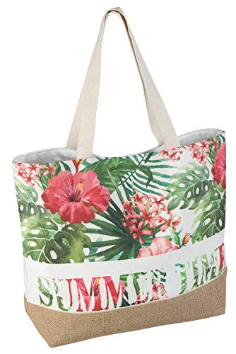 Idena 31018 - Strandtasche aus Canvas, Summer Time mit floralem Muster, ca. 52 x 38 x 13 cm, ideal als Shopper, Schultertasche, für Urlaub, Strand und Picknick Idena 31018 - Strandtasche aus Canvas, Summer Time mit floralem Muster, ca. 52 x 38 x 13 cm, ideal als Shopper, Schultertasche, für Urlaub, Strand und Picknick von Idena