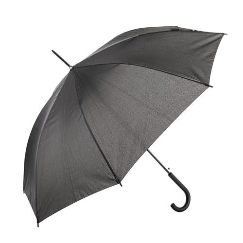 Idena 50108 - Stockschirm in Schwarz mit Durchmesser 100 cm, Regenschirm mit automatischer Öffnung und Soft-Touch Griff, Länge ca. 88 cm von Idena