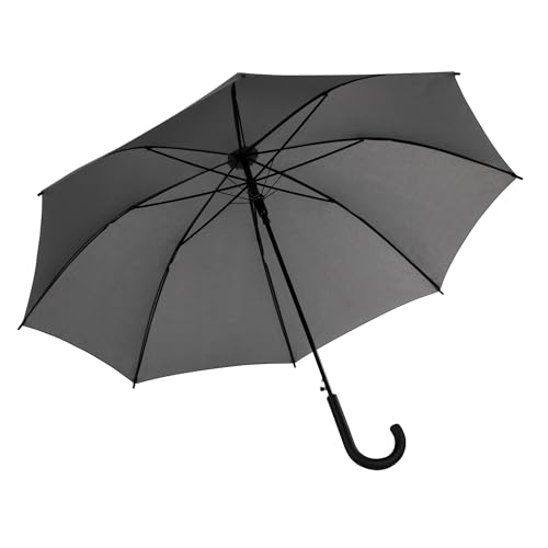 Idena 50111 - Stockschirm in Grau mit Durchmesser 100 cm, Regenschirm mit automatischer Öffnung und Soft-Touch Griff, Länge ca. 88 cm von Idena