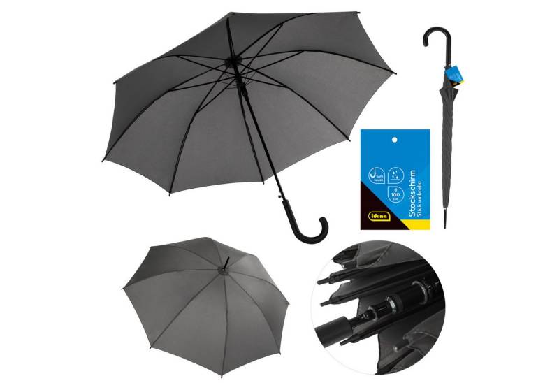 Idena Stockregenschirm Idena Stockschirm grau Ø100cm Soft-Touch-Designgriff von Idena
