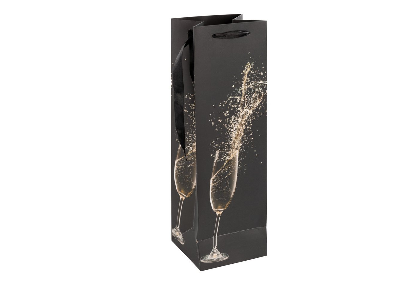 Idena Tragetasche Idena Flaschentasche Sektglas schwarz 12x39x10cm 210g/m² von Idena