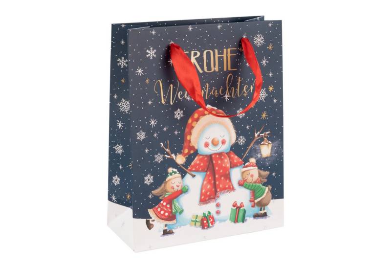 Idena Tragetasche Idena Geschenktasche Weihnachten Schneemann 18x23x8cm 210g/m² von Idena