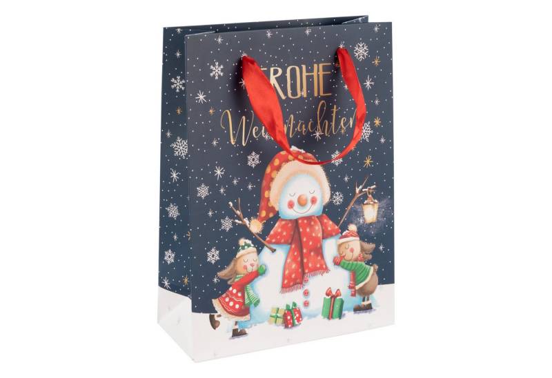 Idena Tragetasche Idena Geschenktasche Weihnachten Schneemann 25x35x8,5cm 210g/m² von Idena