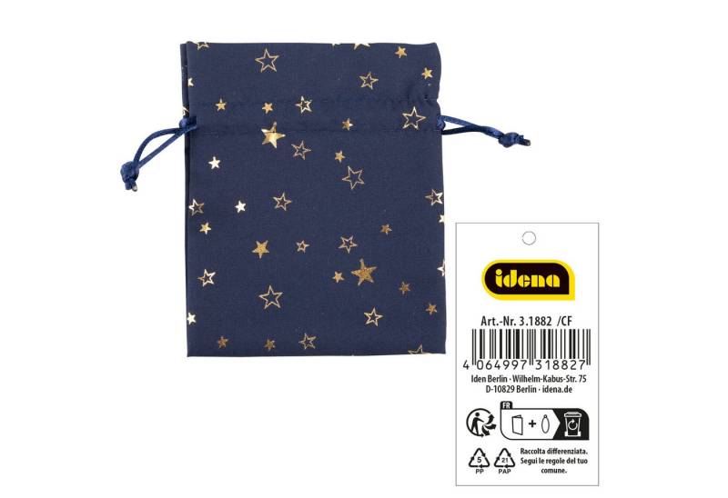 Idena Tragetasche Idena Stoffsäckchen Weihnachten blau/Stern 10x13cm von Idena