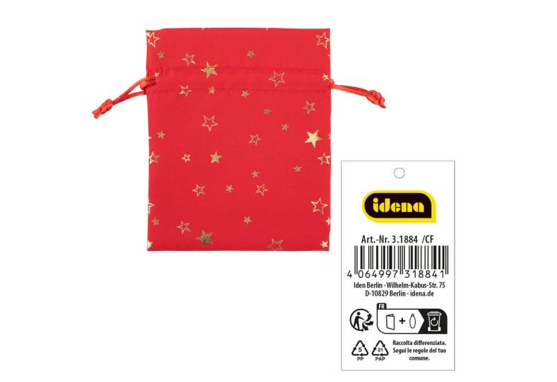 Idena Tragetasche Idena Stoffsäckchen Weihnachten rot/Stern 13x18cm von Idena