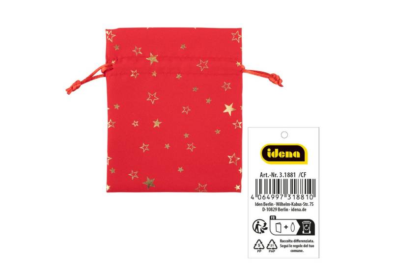 Idena Tragetasche Idena Stoffsäckchen Weihnachten rot / Stern 10x13cm von Idena