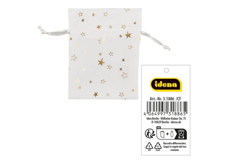 Idena Tragetasche Idena Stoffsäckchen Weihnachten weiß/Stern 13x18cm von Idena