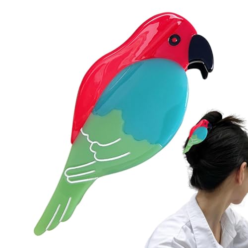 Idezek Haarklammer in Papageienform, Acetat-Haarspange | Papageienvögel Acetatklemme | Mädchen-Acetat-Acryl-Langhaar-Accessoires für kurzes Haar, langes Haar, dünnes Haar von Idezek