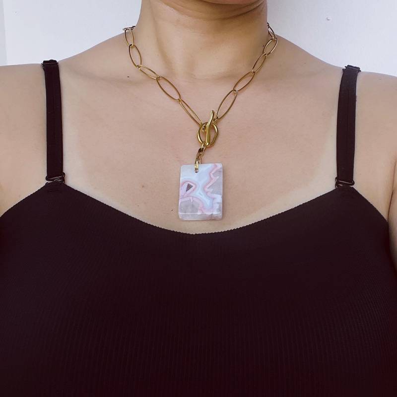 Raw Agate Pendant Necklace|Irregular Natural Stone|Vintage Chain Style|Handmade Spiritual Healing Jewelry|Energy & Protection Gift Raw Agate Pendant Necklace|Irregular Natural Stone|Vintage Chain Style|Handmade Spiritual Healing Jewelry|Energy & Protection Gift von IdgemsDE