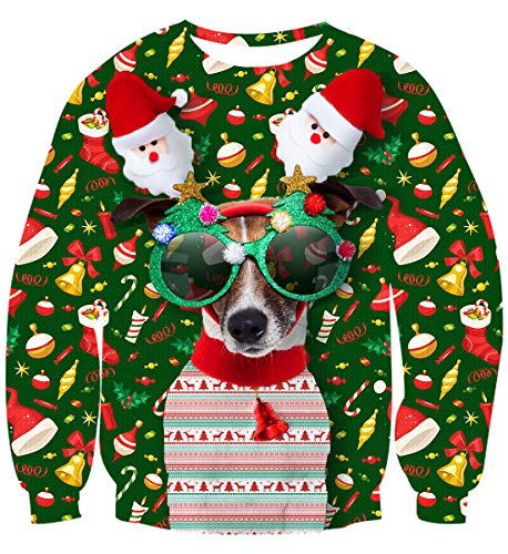IDGREATIM Damen Cool Digital Print Rundhalsausschnitt Pullover Langarm Hässliche Weihnachten Sweatshirts L von IDGREATIM