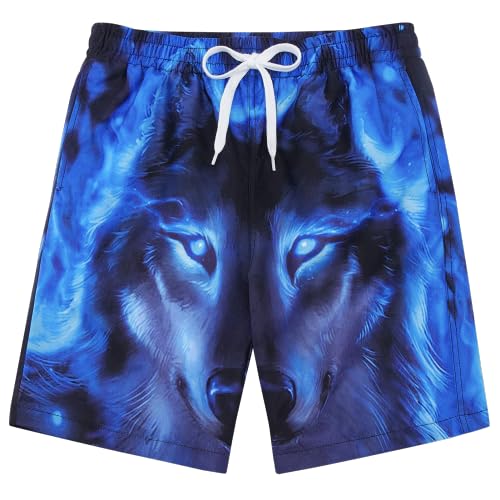 IDGREATIM Jungen Casual 3D Druckened Beach Board Shorts Schnell trockene Badehose für Hawaiian Holiday mit MeshFutter 12T von IDGREATIM