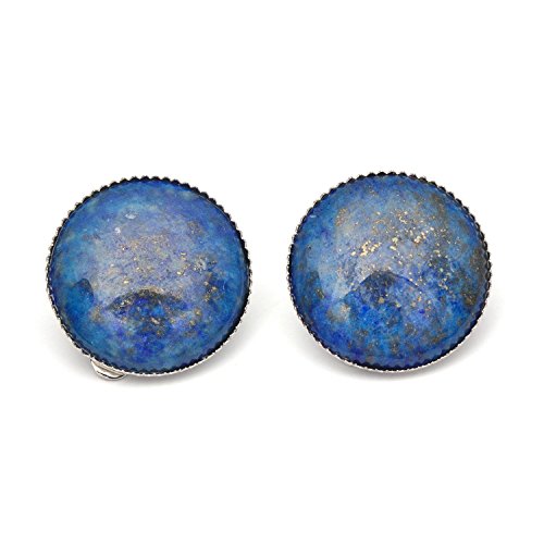 Idin Schmuck Blau Lapis Lazuli Runder Knopf Clip auf Ohrringe von Idin Jewellery
