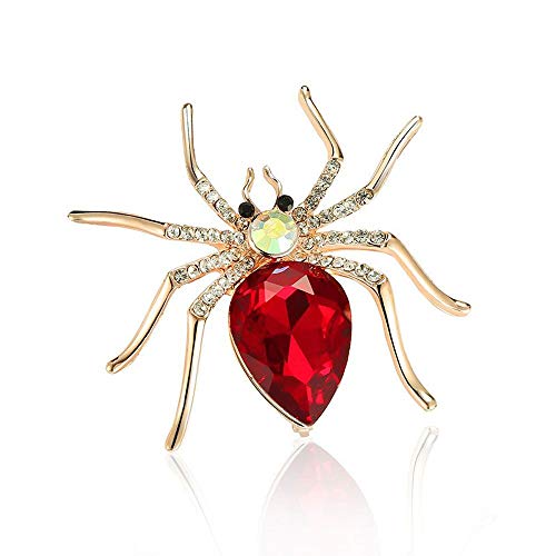 Idin Jewellery - Rote Kristall Diamante Spinne Goldfarbene Brosche von Idin Jewellery