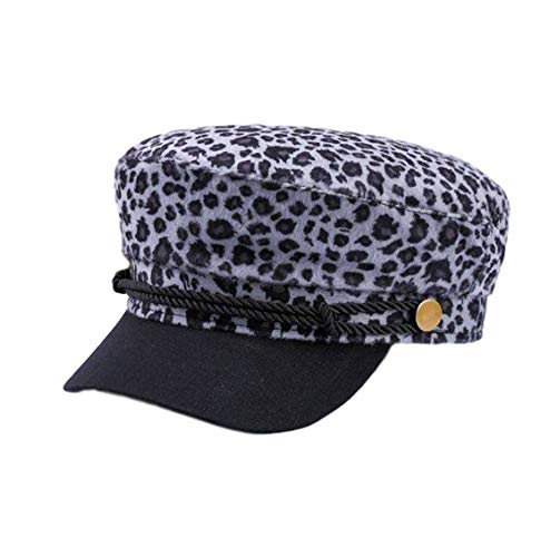 Idopy Damen Leopard Baskenmütze Hut Flat Navy Visier Cadet Flat Cap von Idopy