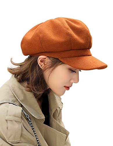 Idopy Damen Retro Schirmmütze Ivy Newsboy Paperboy Baker Boy Beanie Gatsby Cabbie Maler Mütze, braun, Einheitsgröße von Idopy