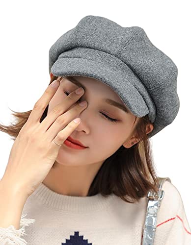 Idopy Damen Retro Schirmmütze Ivy Newsboy Paperboy Baker Boy Beanie Gatsby Cabbie Maler Mütze, grau, Einheitsgröße von Idopy