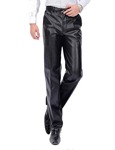 Idopy Herren Klassische Business Casual Regular-Fit Kunstlederhose von Idopy