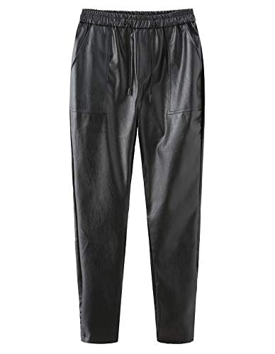 Idopy Herren Lederhose Jogginghose mit Kordelzug - Schwarz - 50 von Idopy