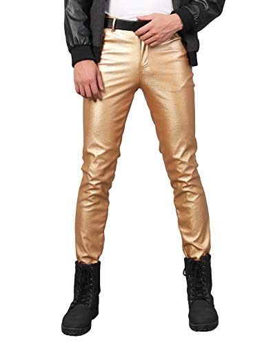 Idopy Herren Party Kostüm Kunstlederhosen Motorrad Bikerhose von Idopy