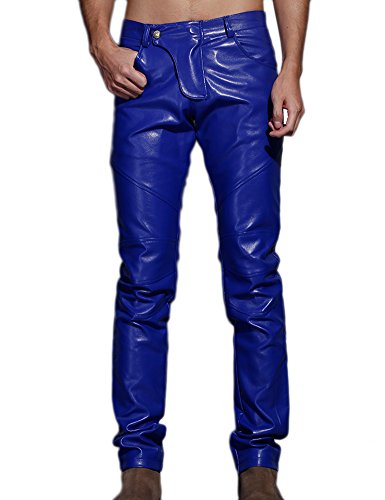 Idopy Herren Slim Fit Party Performance Biker Faux Leder Jeans Hosen von Idopy