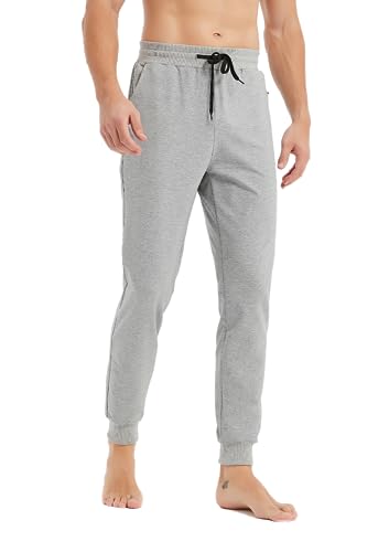 Idtswch 34/36/38/40 Lange Schrittlänge Herren Hohe Sweatpants Jogger Slim Fit Workout Hosen für große Männer, Hellgrau, Mittel von Idtswch