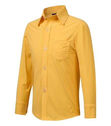 Idtswch Jungen Hemd Langarm mit Hoher Elastizität | Klassisches Schulhemd mit Brusttasche (Alter 2-16) von Idtswch