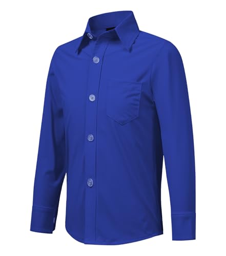 Idtswch Jungen Hemd Langarm mit Hoher Elastizität | Klassisches Schulhemd mit Brusttasche (Alter 2-16) von Idtswch