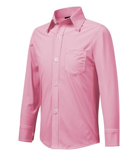 Idtswch Jungen Hemd Langarm mit Hoher Elastizität | Klassisches Schulhemd mit Brusttasche (Alter 2-16) von Idtswch