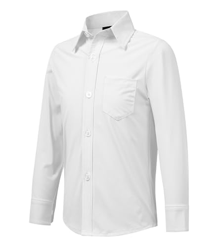 Idtswch Jungen Hemd Langarm mit Hoher Elastizität | Klassisches Schulhemd mit Brusttasche (Alter 2-16) von Idtswch