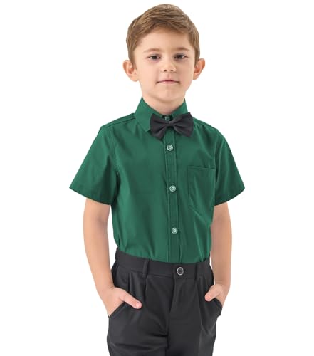 Idtswch Jungen Kurzarmhemd aus Oxford-Stoff Klassisches Schulhemd mit Brusttasche (Alter 2-16 Jahre) von Idtswch