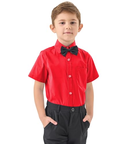 Idtswch Jungen Kurzarmhemd aus Oxford-Stoff Klassisches Schulhemd mit Brusttasche (Alter 2-16 Jahre) von Idtswch
