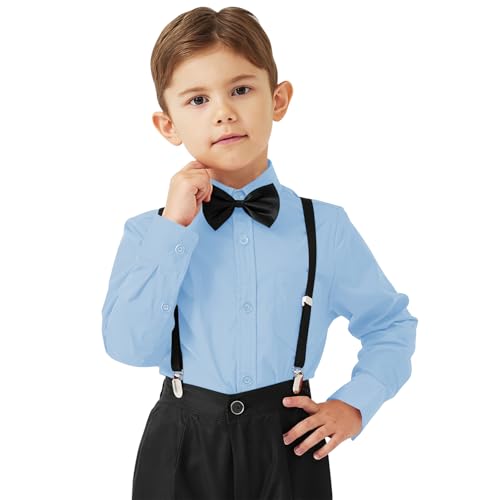 Idtswch Jungen Oxford Hemd Langarm mit Schulhemd mit Brusttasche Knopfleiste (Alter 2-16) von Idtswch