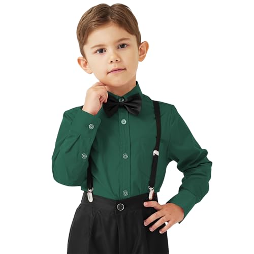 Idtswch Jungen Oxford Hemd Langarm mit Schulhemd mit Brusttasche Knopfleiste (Alter 2-16) von Idtswch