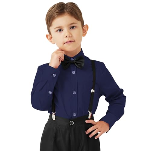 Idtswch Jungen Oxford Hemd Langarm mit Schulhemd mit Brusttasche Knopfleiste (Alter 2-16) von Idtswch