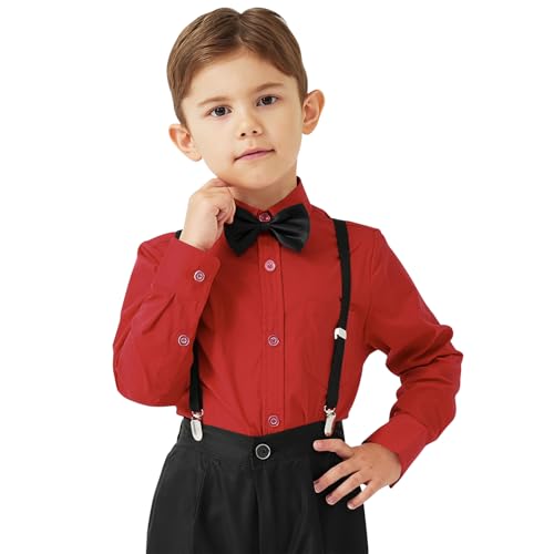 Idtswch Jungen Oxford Hemd Langarm mit Schulhemd mit Brusttasche Knopfleiste (Alter 2-16) von Idtswch