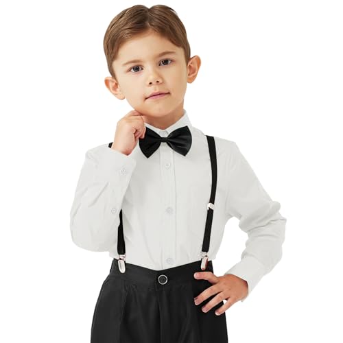 Idtswch Jungen Oxford Hemd Langarm mit Schulhemd mit Brusttasche Knopfleiste (Alter 2-16) von Idtswch