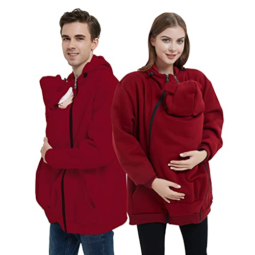 Idtswch Kängurujacke Tragejacke für Baby aus Fleece 2in1 Männer Tragejacke&Softshelljacke,Tragemantel&Damenmantel von Idtswch