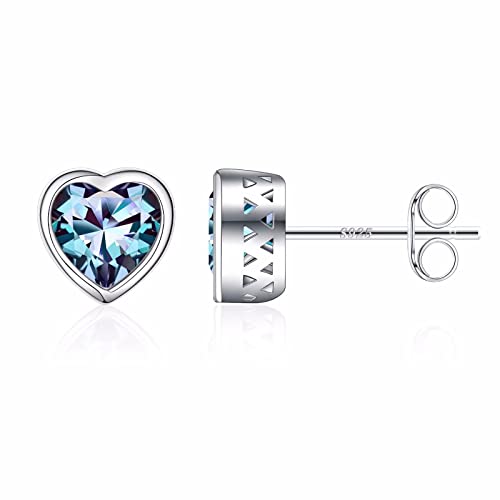 S925 Sterling Silber Birstone Ohrstecker für Frauen Herz Geburtsstein Ohrstecker für Frauen Teen Mädchen Sterling Silber Künstlicher Alexandrit S925 Sterling Silber Birstone Ohrstecker für Frauen Herz Geburtsstein Ohrstecker für Frauen Teen Mädchen Sterling Silber Künstlicher Alexandrit von Iefil