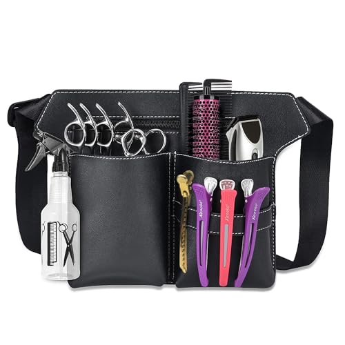 ieron Professionelle Scherentasche, Beauty-Friseur-Beutel, Friseur-Leder-Hüfttasche, Salon-Schulter-Organizer-Kit Pflege Haar Stylist Scherenhalter Werkzeugtasche von Ieron