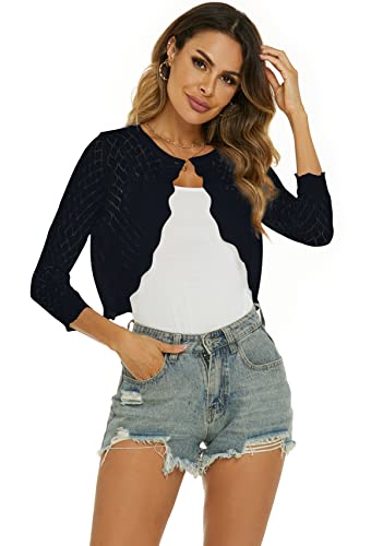 Ietaoo Damen Bolero Jäckchen Elegant Kurzarm Sommer Schulterjacke Kurz Cardigan Festlich Jacke für Party oder Hochzeit Schwarz M von Ietaoo