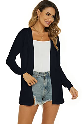 Ietaoo Damen Strickjacke Sommer Cardigan Elegant Lang Jacke Leichte Langarm Offene Strickjacke Sommerjacke Schwarz S von Ietaoo